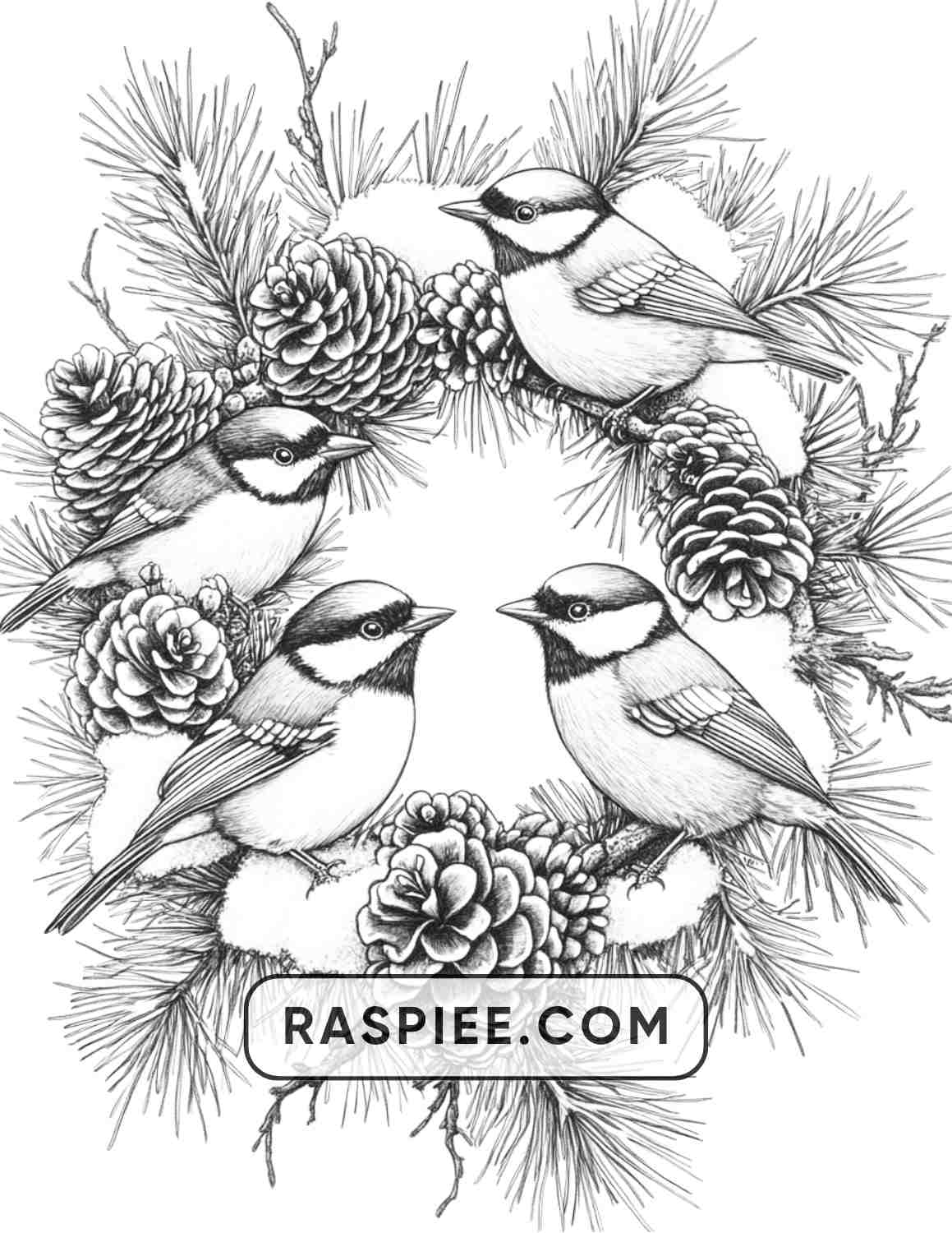 72 Christmas Wreaths Adult Coloring Pages