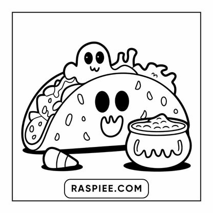 100 Bold Easy Spooky Food & Drinks Coloring Pages Printable PDF Instant Download