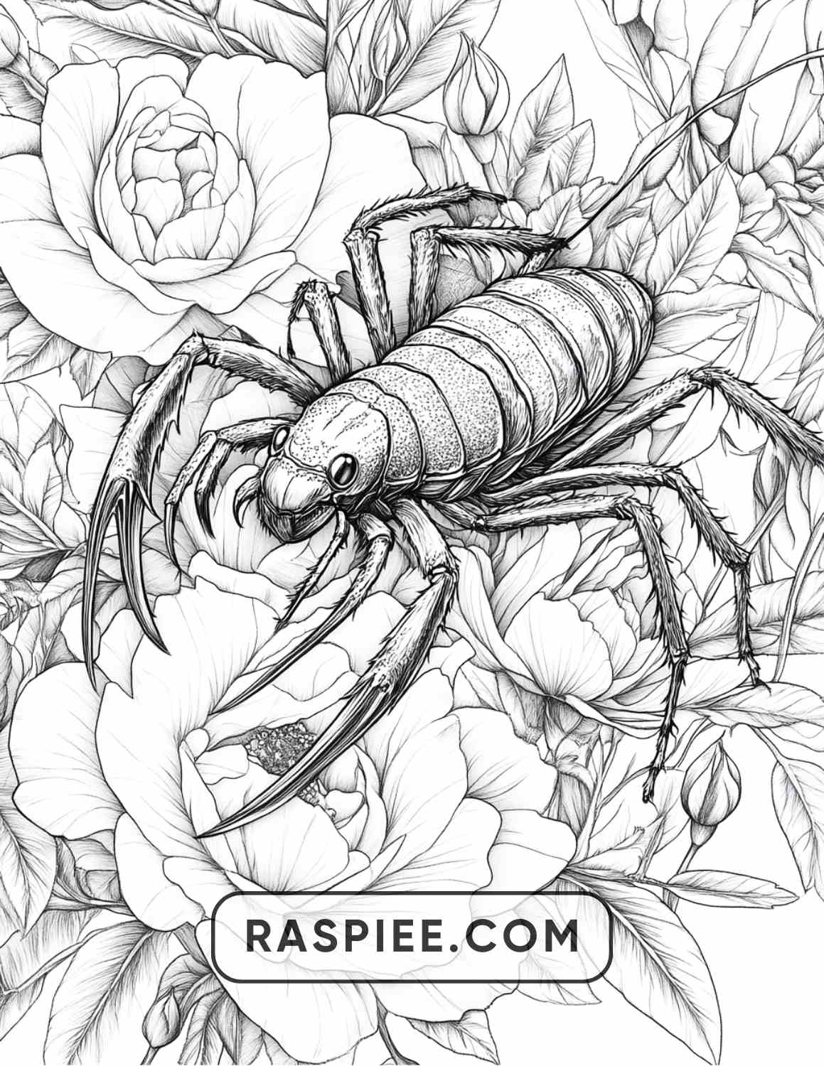 Insects and Flowers Adult Coloring Pages