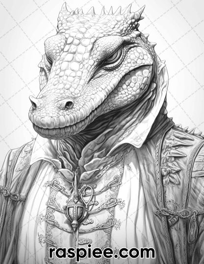 80 Gothic Animals Grayscale Adult Coloring Pages, Printable PDF Instant Download