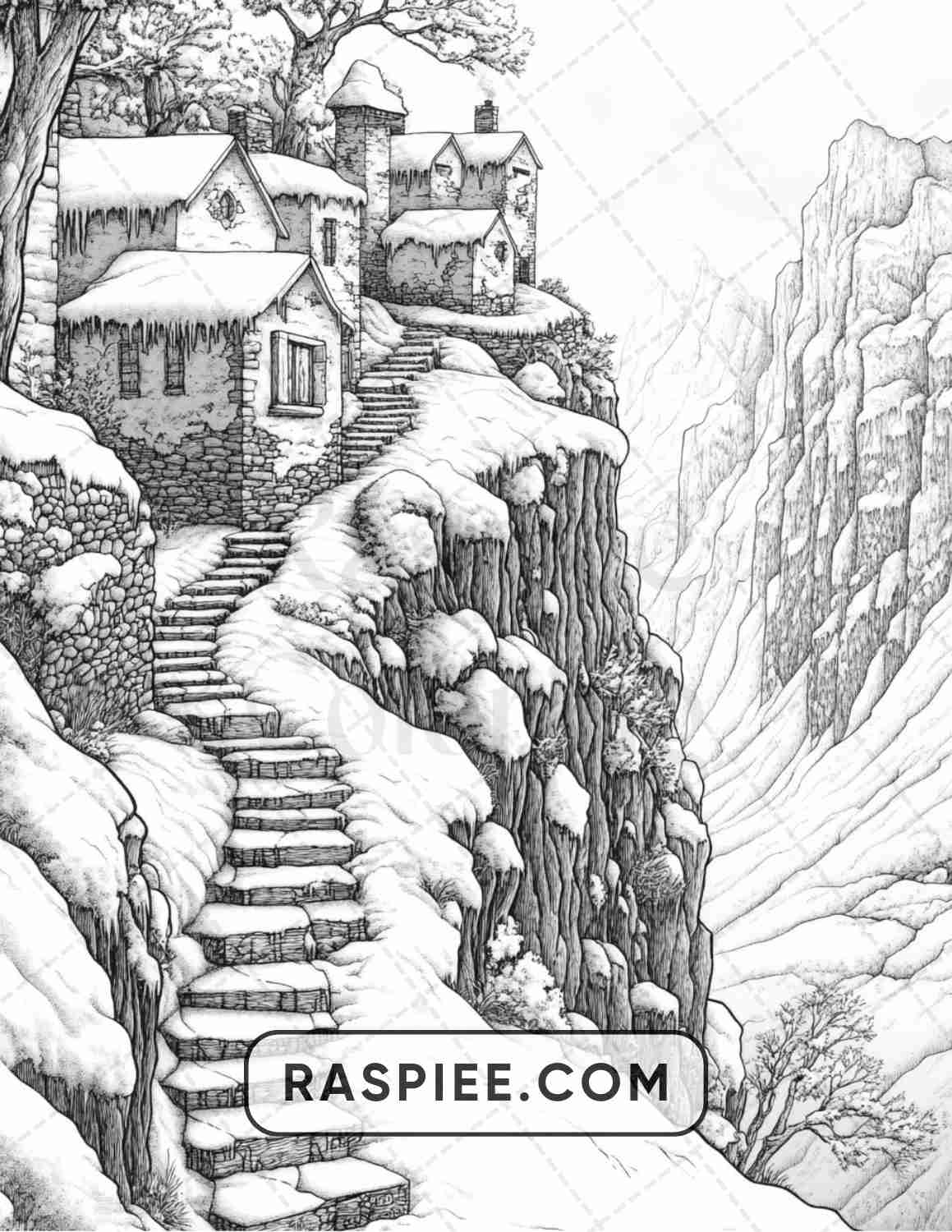 82 Winter Landscapes Adult Coloring Pages