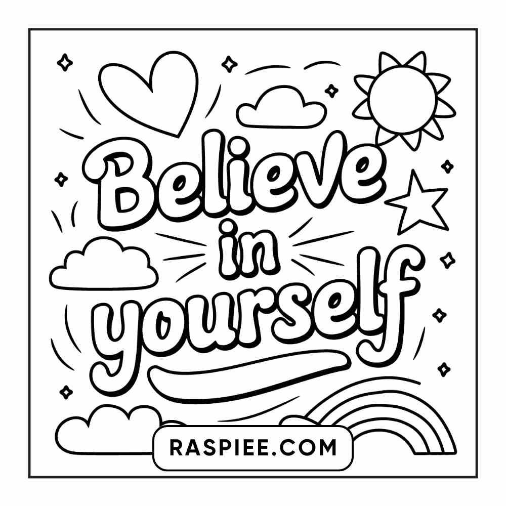 78 Bold and Easy Inspirational Words Coloring Pages Printable PDF Instant Download