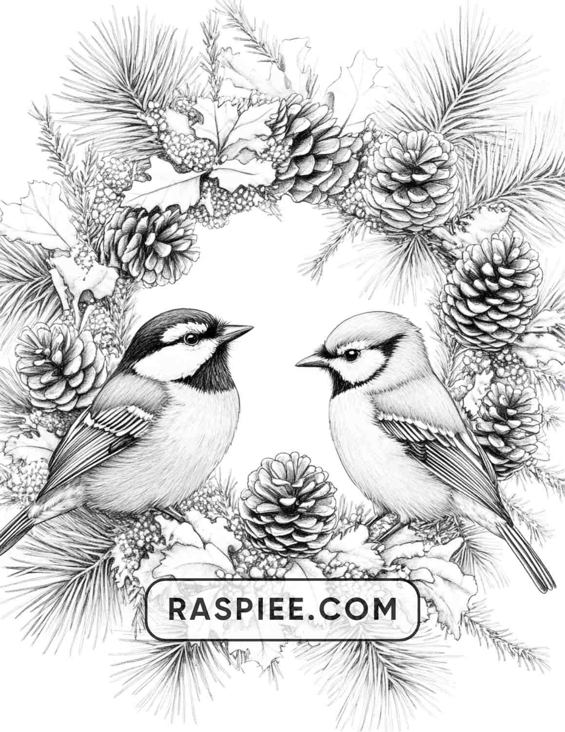 72 Christmas Wreaths Adult Coloring Pages
