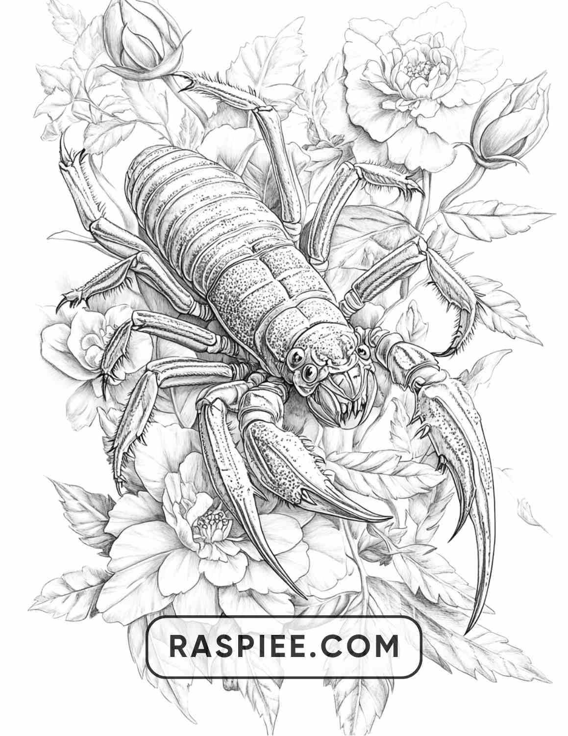 Insects and Flowers Adult Coloring Pages