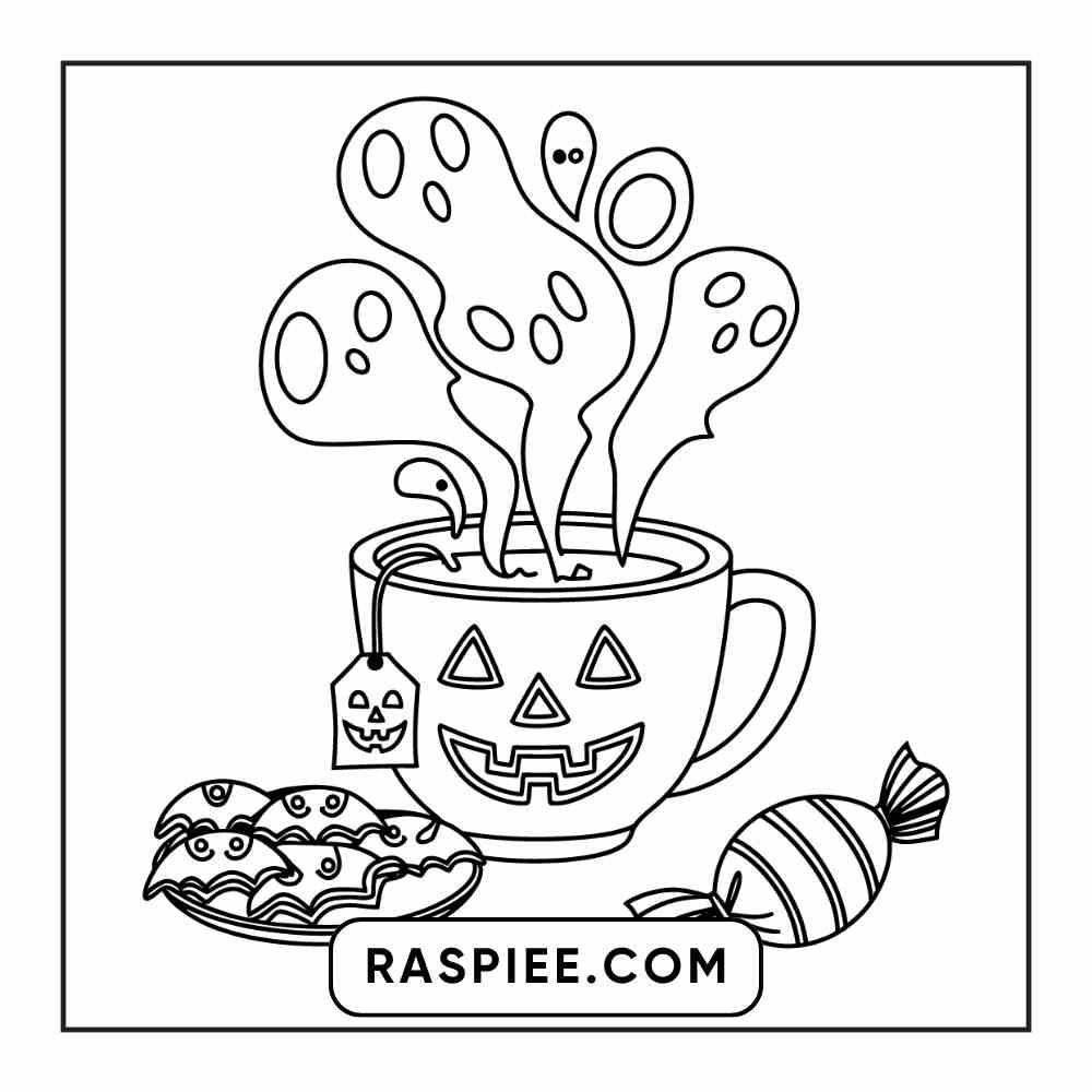 100 Bold Easy Spooky Food & Drinks Coloring Pages Printable PDF Instant Download