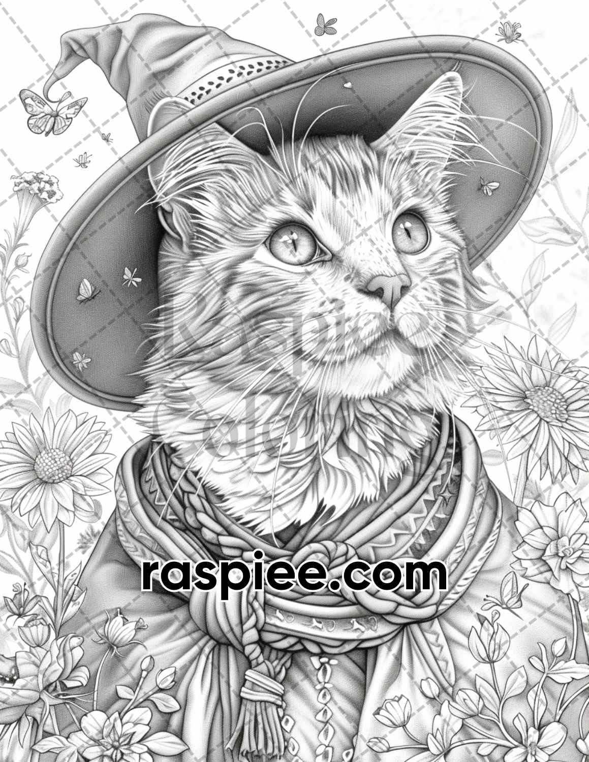 77 Wizard Animals Grayscale Adult Coloring Pages Printable PDF Instant Download