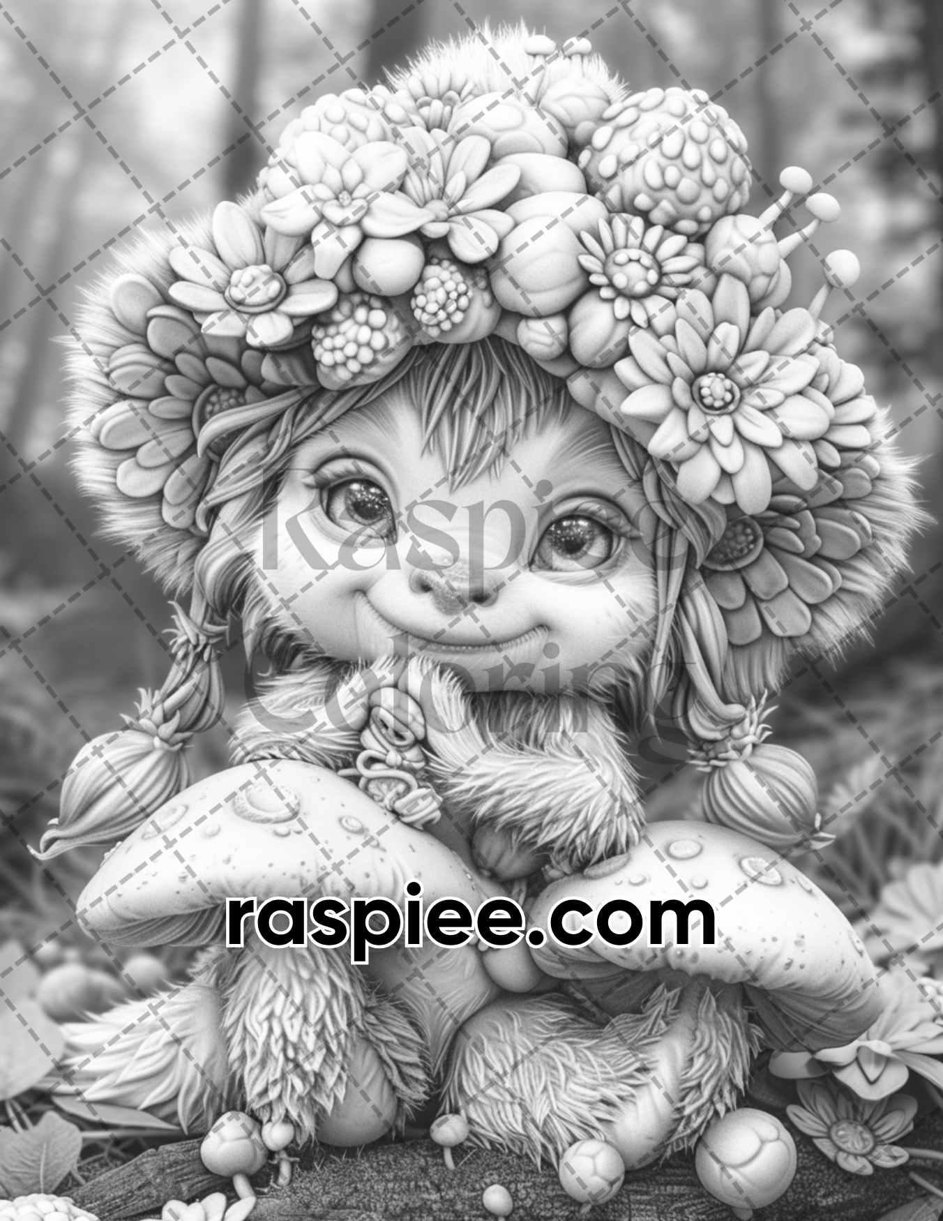 65 Fantasy Little Trolls Grayscale Adult Coloring Pages Printable PDF Instant Download