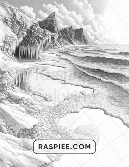 82 Winter Landscapes Adult Coloring Pages