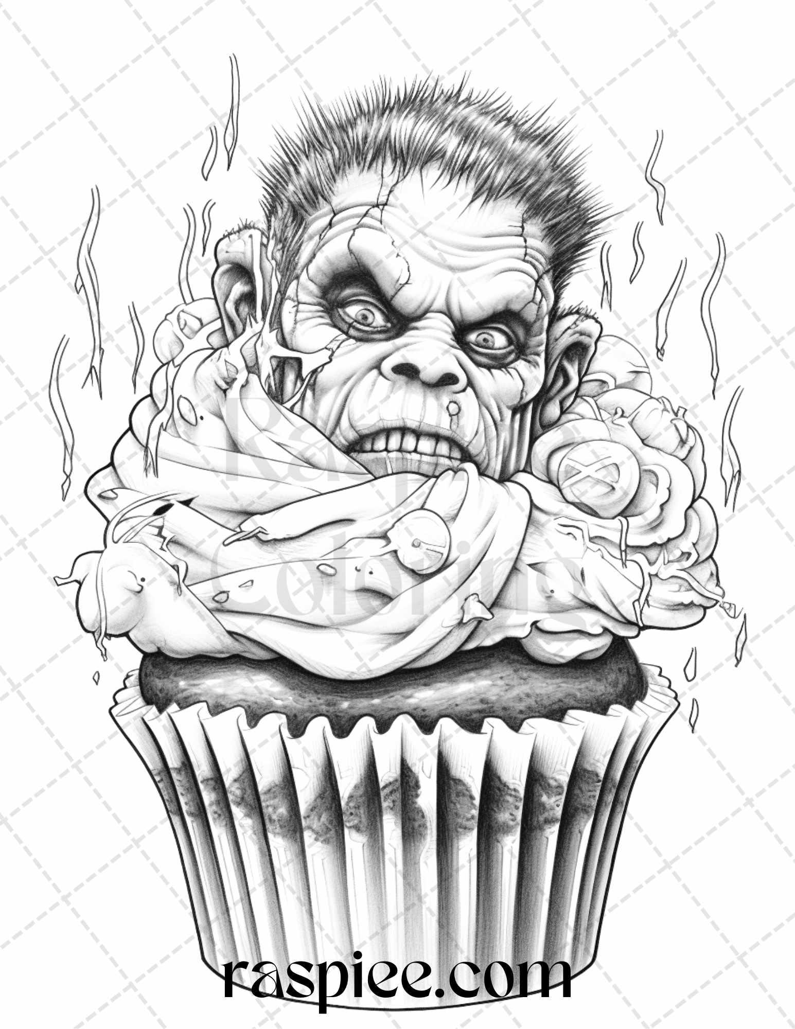 68 Halloween Spooky Desserts Grayscale Coloring Pages Printable for Adults, PDF File Instant Download