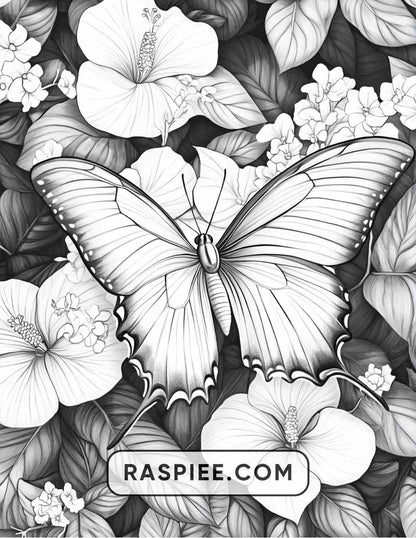 Insects and Flowers Adult Coloring Pages
