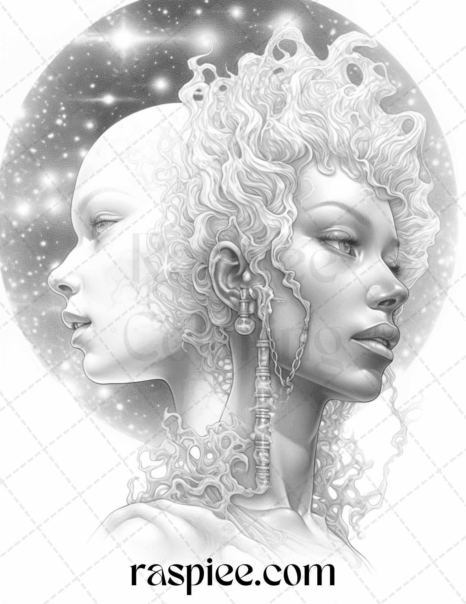 Mystical World Grayscale Coloring Pages Printable for Adults, Enchanting Fantasy Designs, PDF File Instant Download