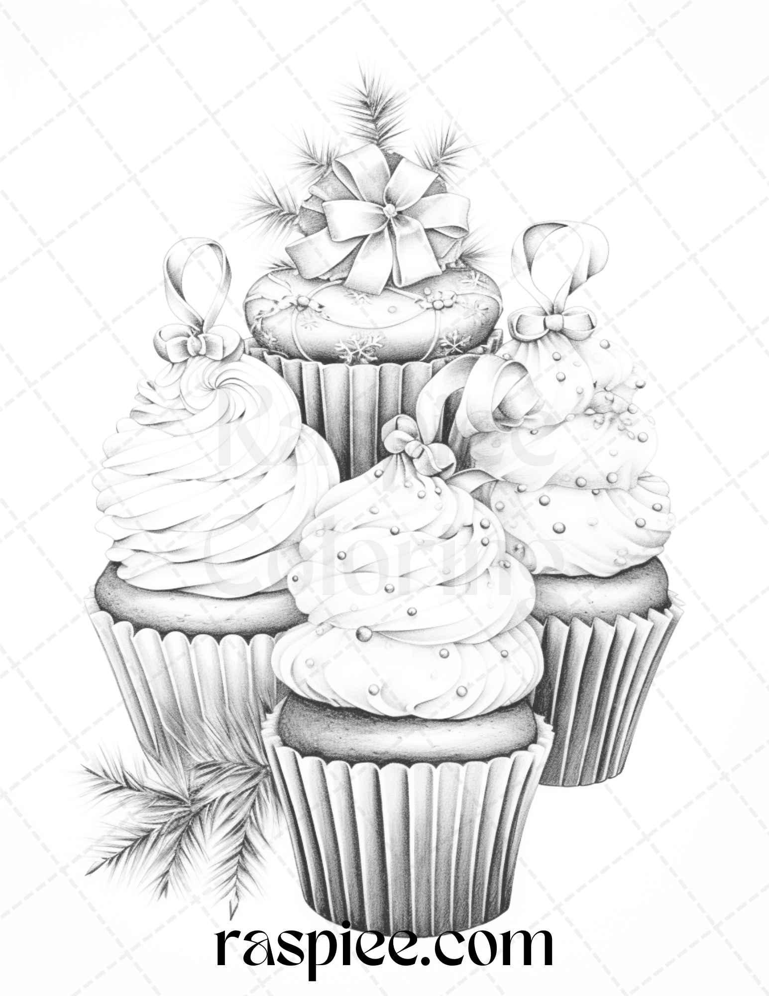 90 Merry Christmas Grayscale Coloring Pages Printable for Adults, PDF File Instant Download