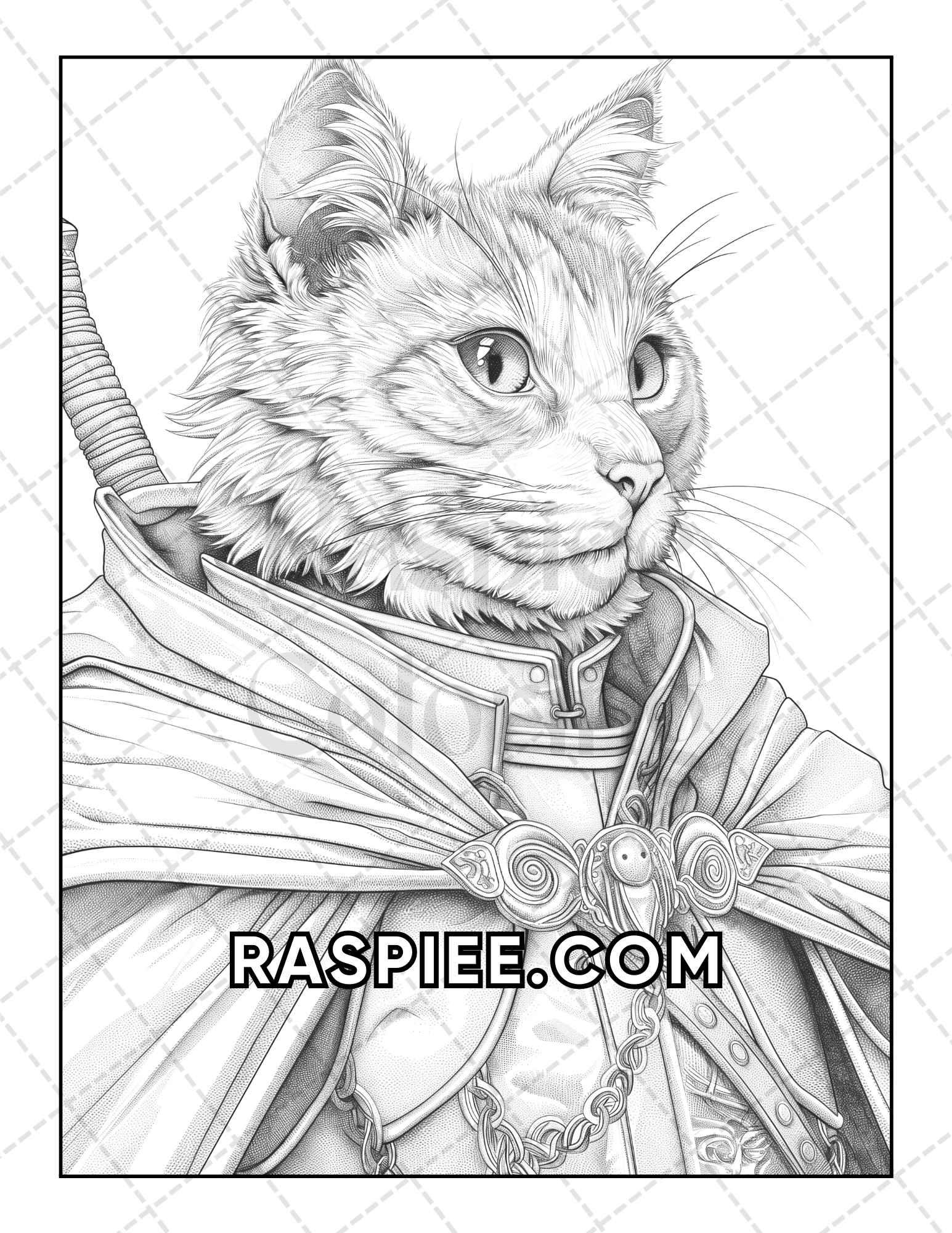 60 Cats Dressed Up Adult Coloring Pages Printable PDF Instant Download