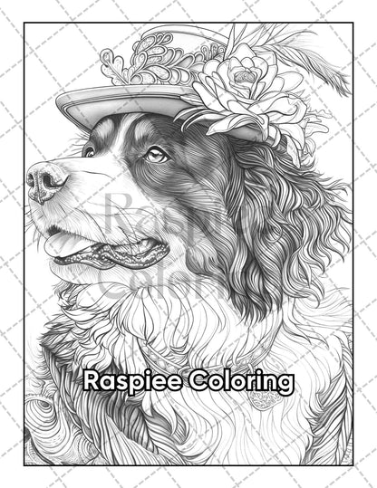 50 Dogs Dressed Up Adult Coloring Pages Printable PDF Instant Download