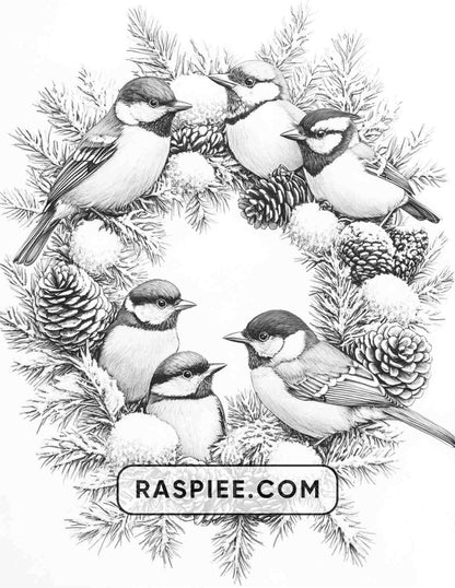 72 Christmas Wreaths Adult Coloring Pages