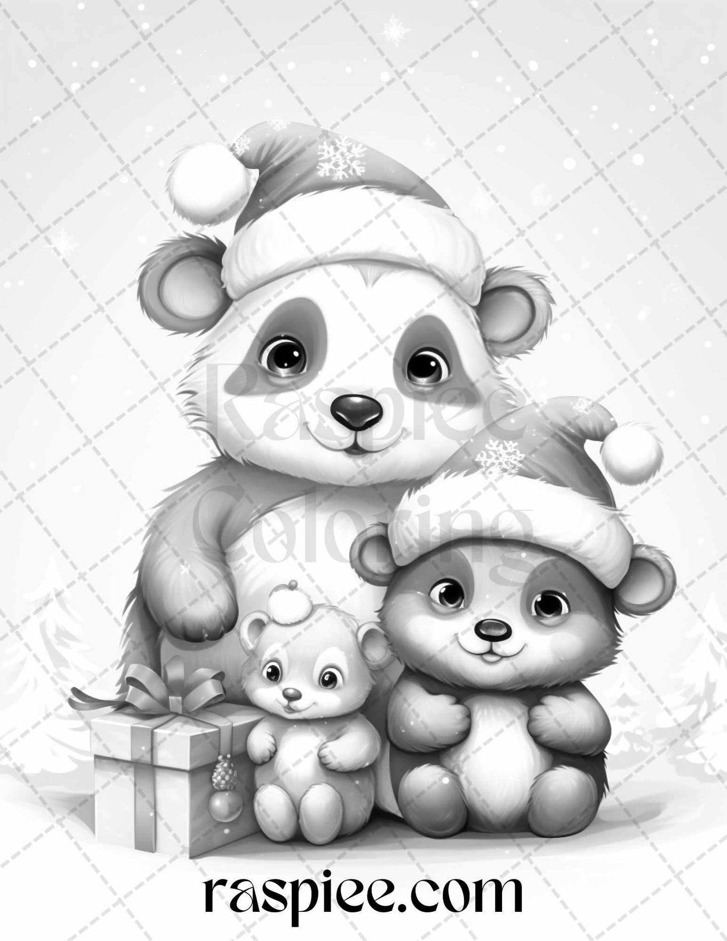 70 Christmas Critters Grayscale Coloring Pages Printable for Adults and Kids, PDF File Instant Download