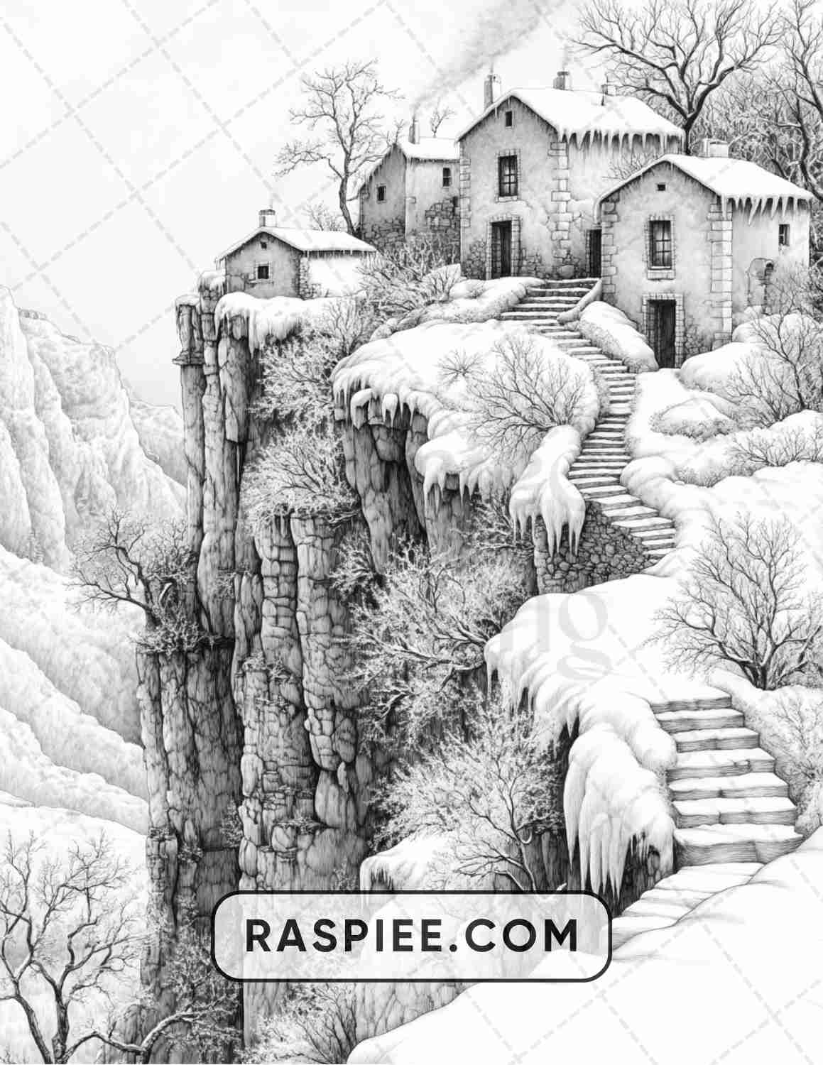 82 Winter Landscapes Adult Coloring Pages