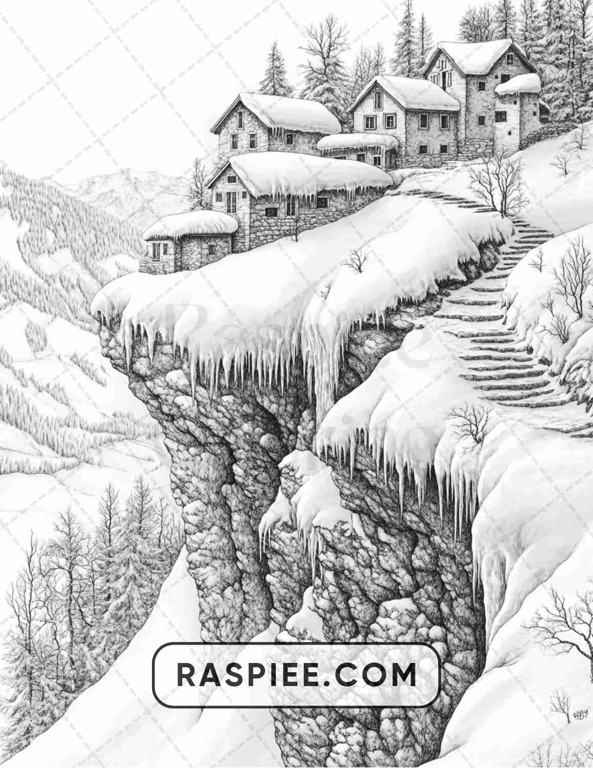 82 Winter Landscapes Adult Coloring Pages