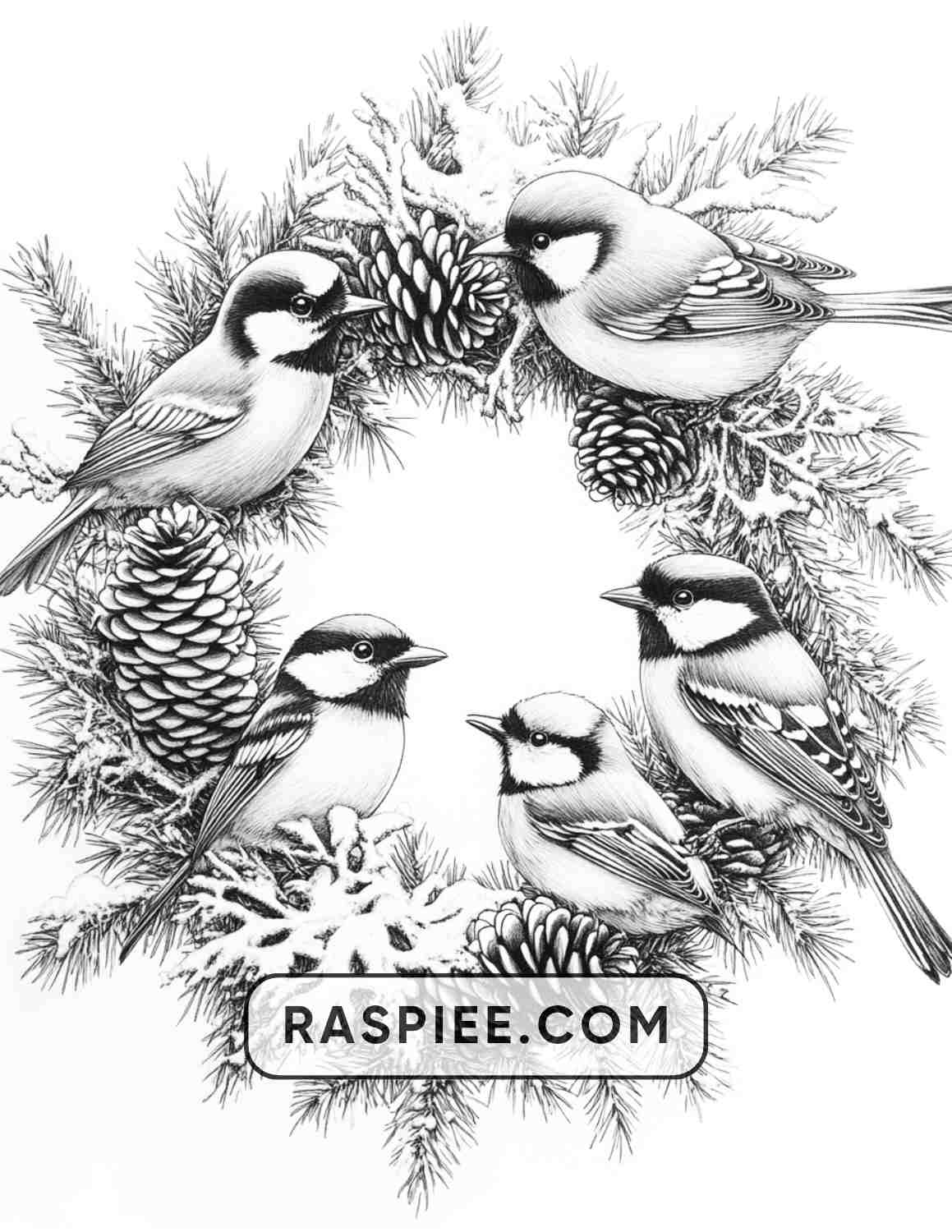 72 Christmas Wreaths Adult Coloring Pages