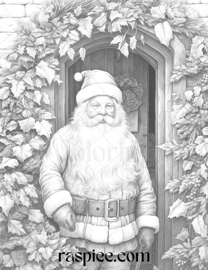 90 Merry Christmas Grayscale Coloring Pages Printable for Adults, PDF File Instant Download