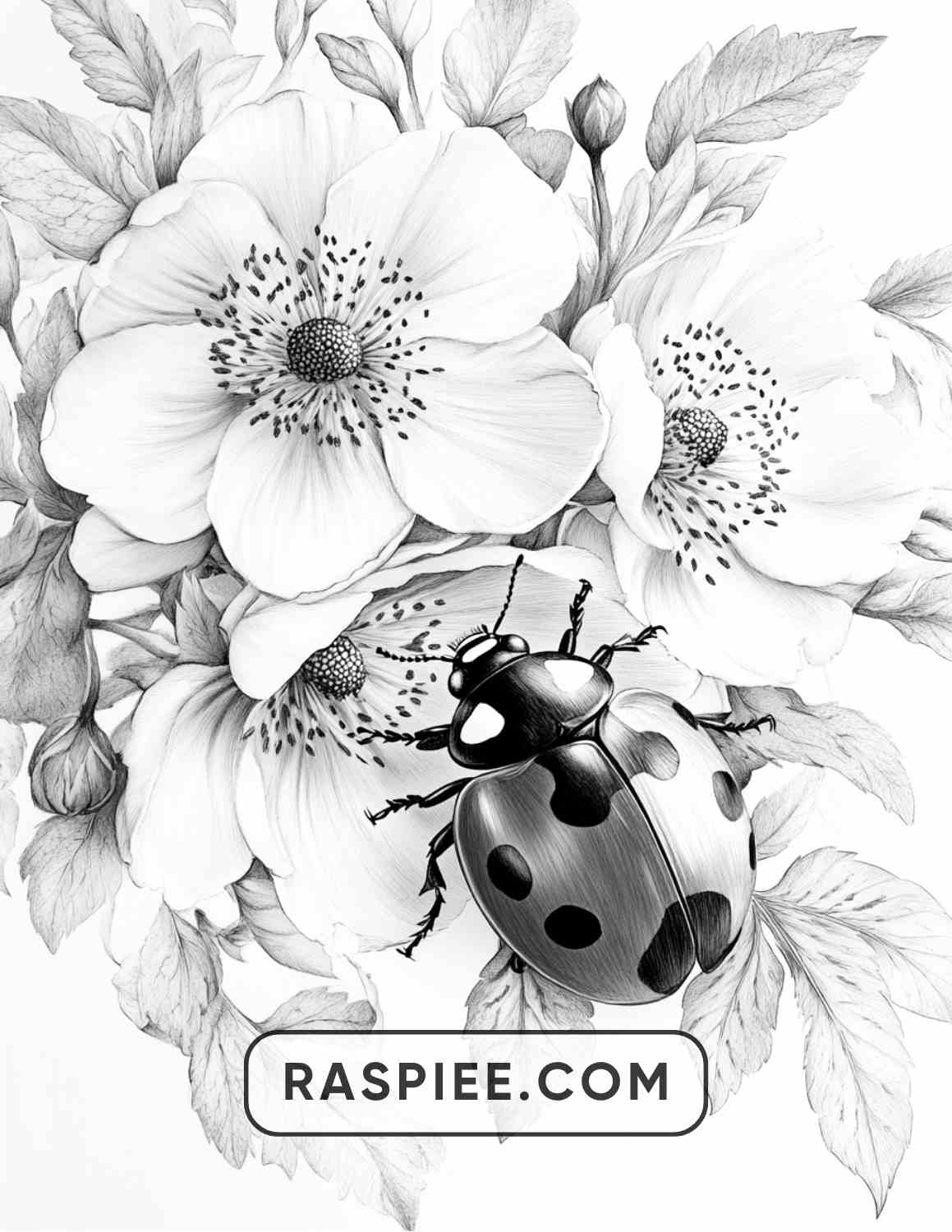 Insects and Flowers Adult Coloring Pages