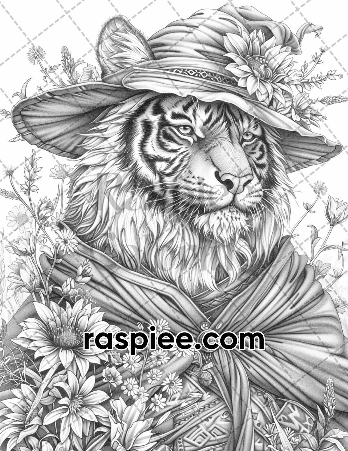 77 Wizard Animals Grayscale Adult Coloring Pages Printable PDF Instant Download