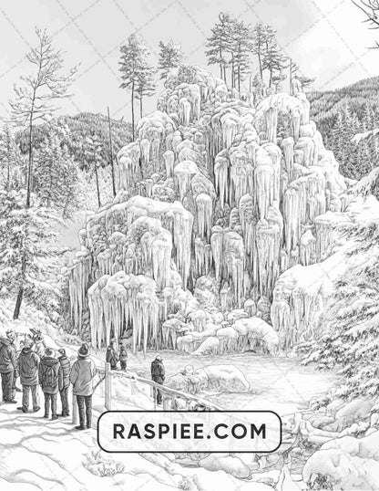 82 Winter Landscapes Adult Coloring Pages