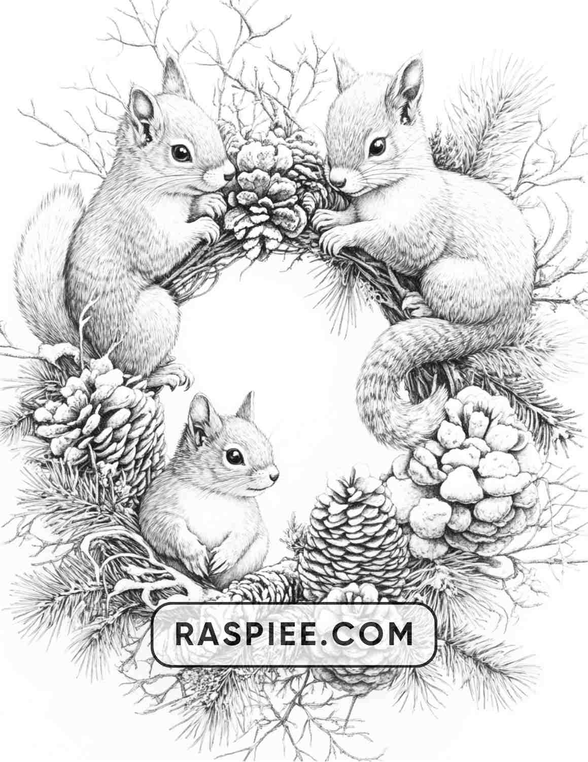 72 Christmas Wreaths Adult Coloring Pages