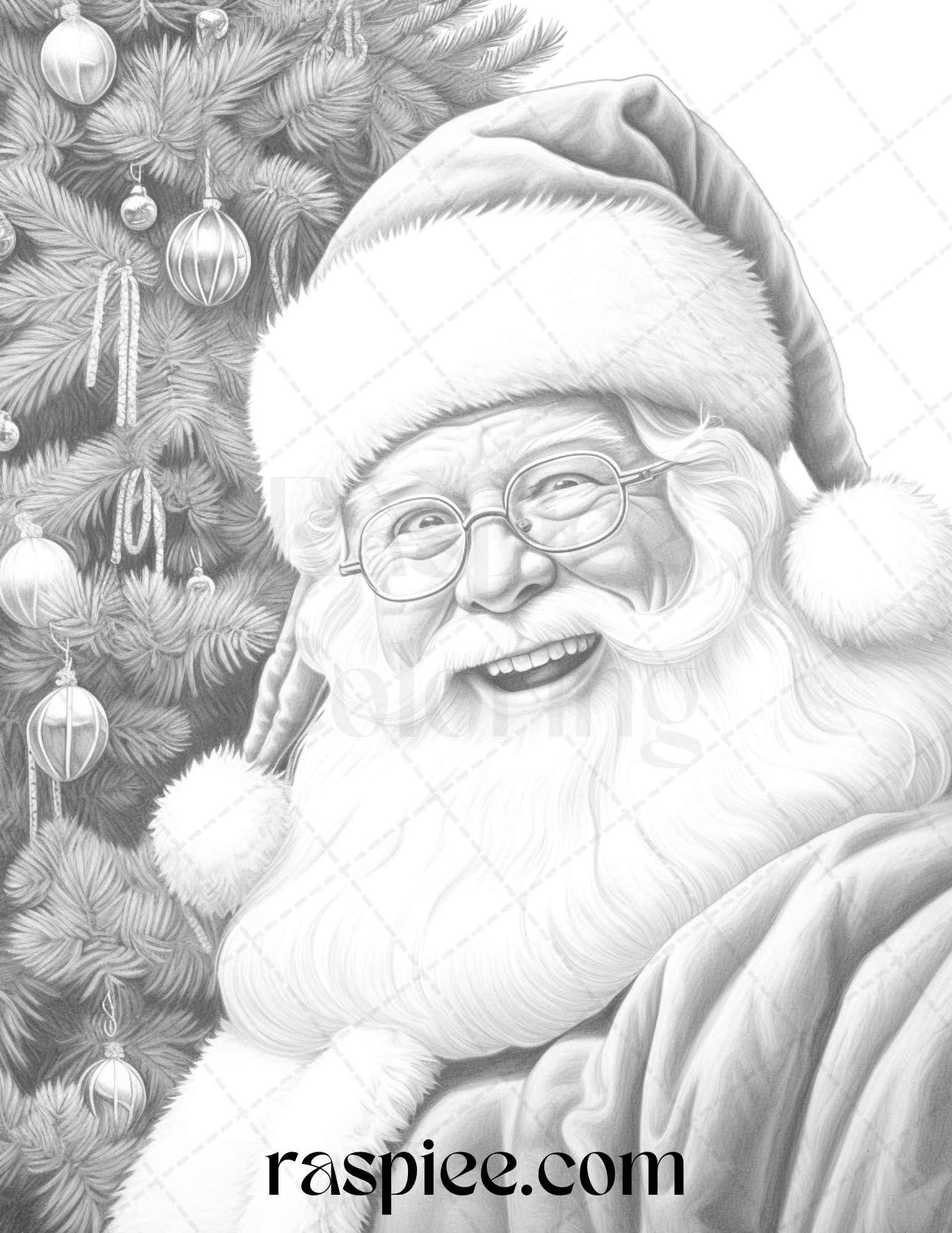 90 Merry Christmas Grayscale Coloring Pages Printable for Adults, PDF File Instant Download