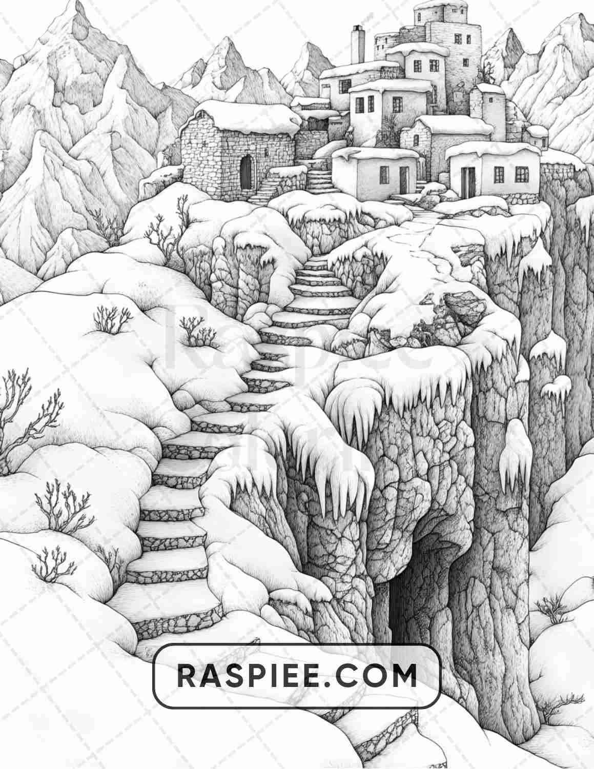 82 Winter Landscapes Adult Coloring Pages