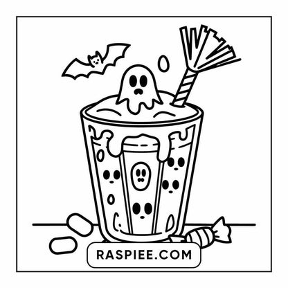 100 Bold Easy Spooky Food & Drinks Coloring Pages Printable PDF Instant Download
