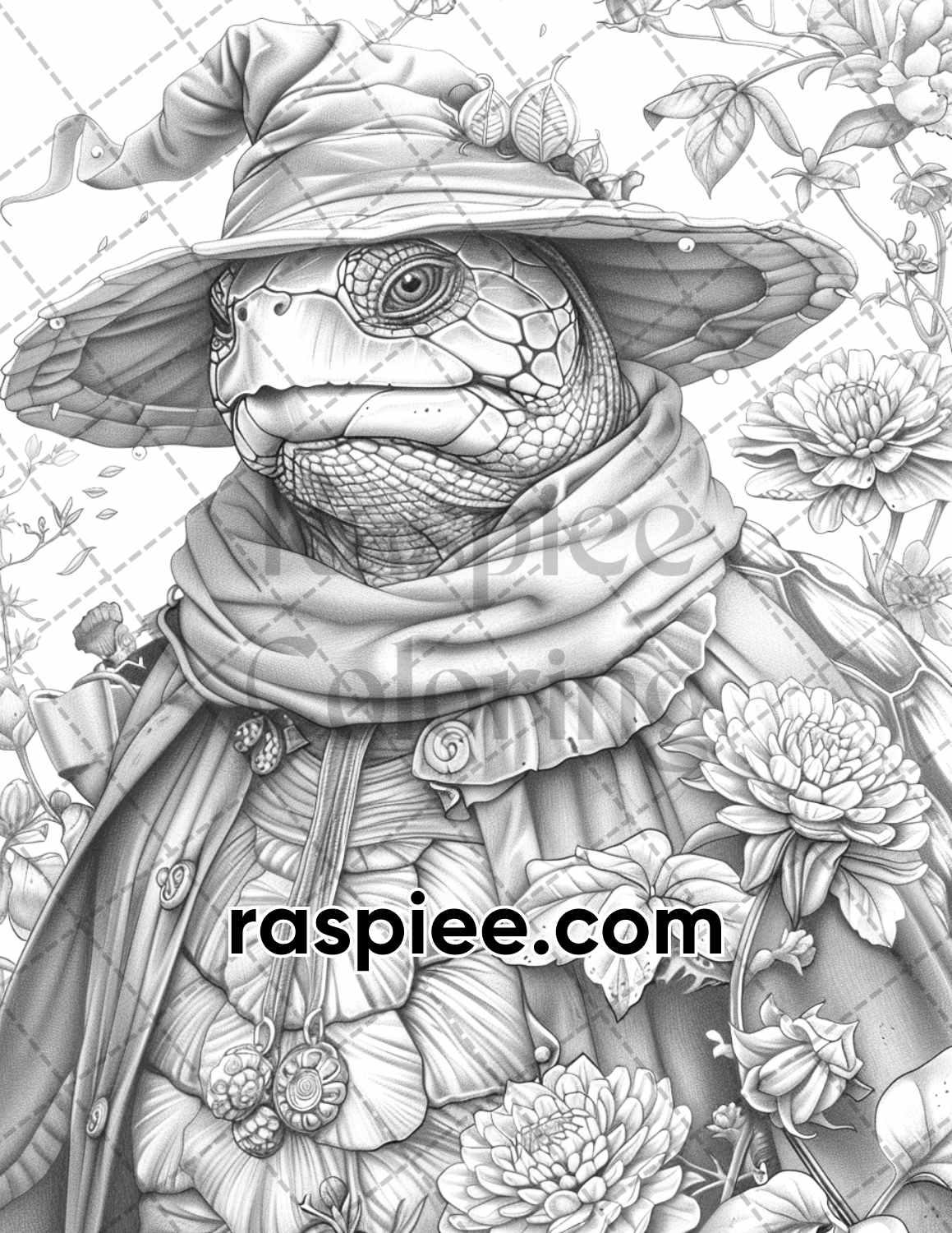 77 Wizard Animals Grayscale Adult Coloring Pages Printable PDF Instant Download