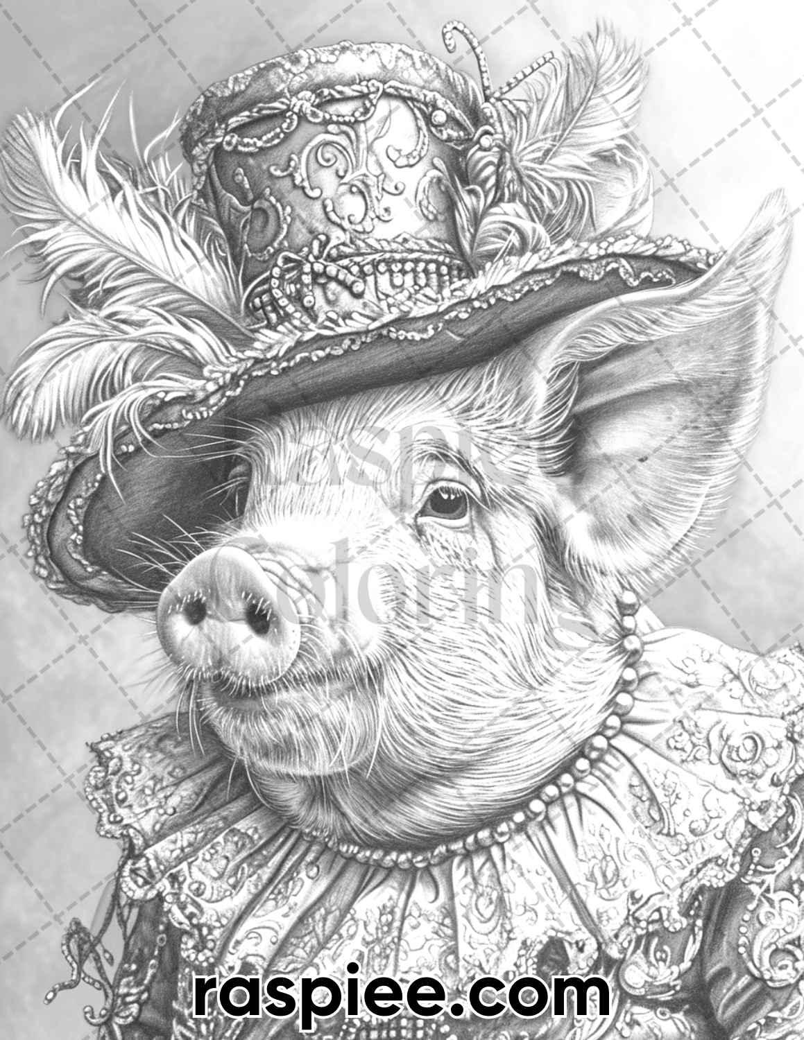 90 Mardi Gras Animals Grayscale Adult Coloring Pages, Printable PDF Instant Download