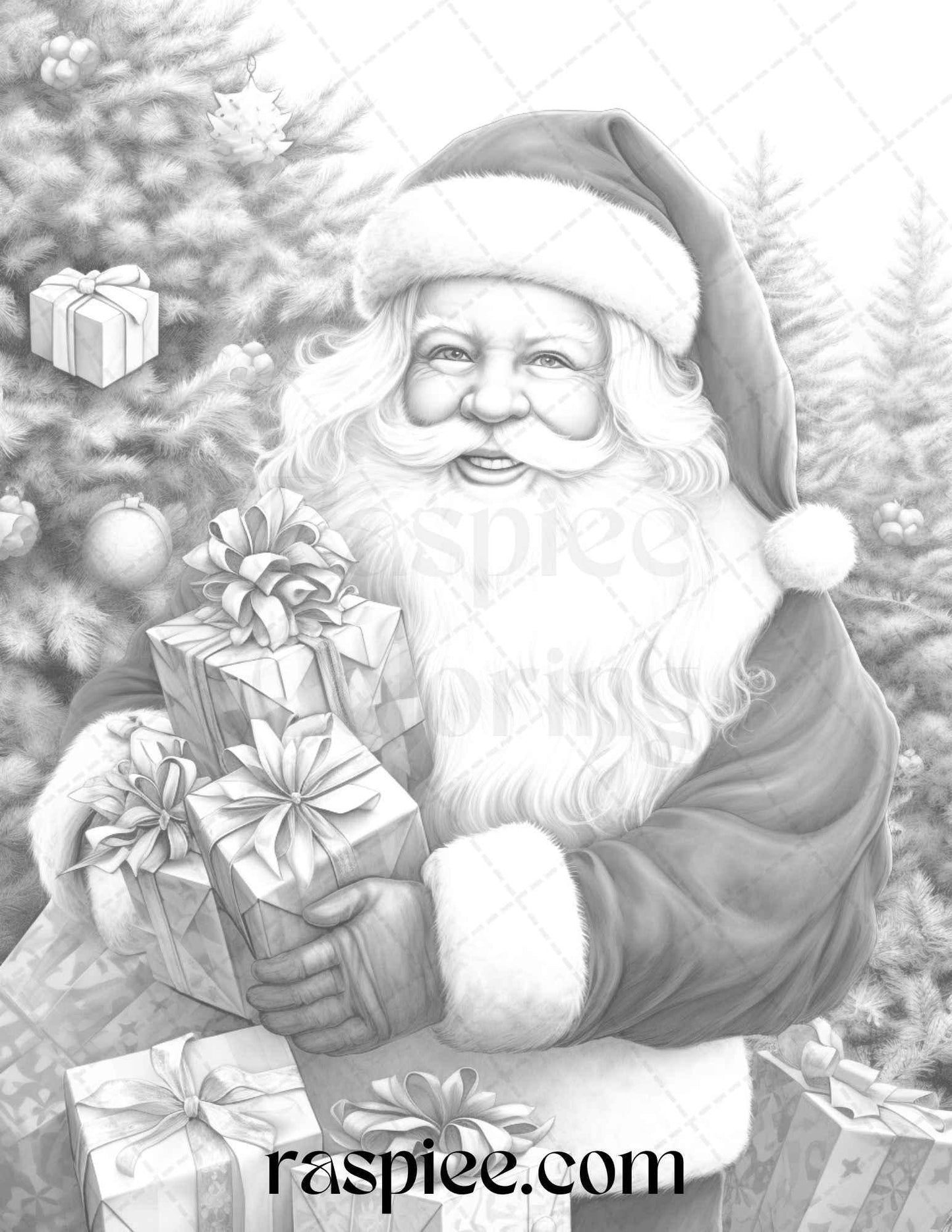 90 Merry Christmas Grayscale Coloring Pages Printable for Adults, PDF File Instant Download