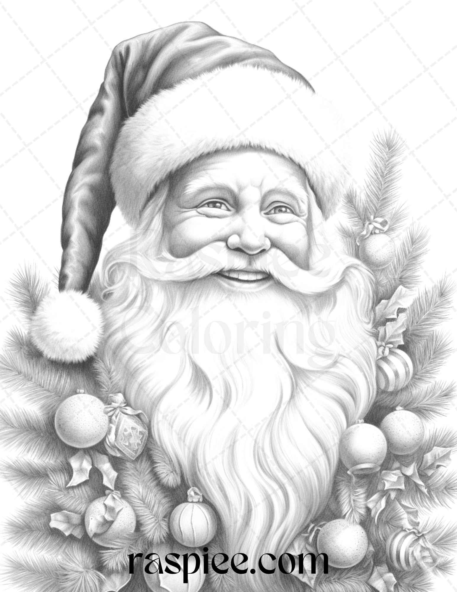 90 Merry Christmas Grayscale Coloring Pages Printable for Adults, PDF File Instant Download