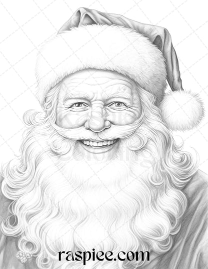 90 Merry Christmas Grayscale Coloring Pages Printable for Adults, PDF File Instant Download
