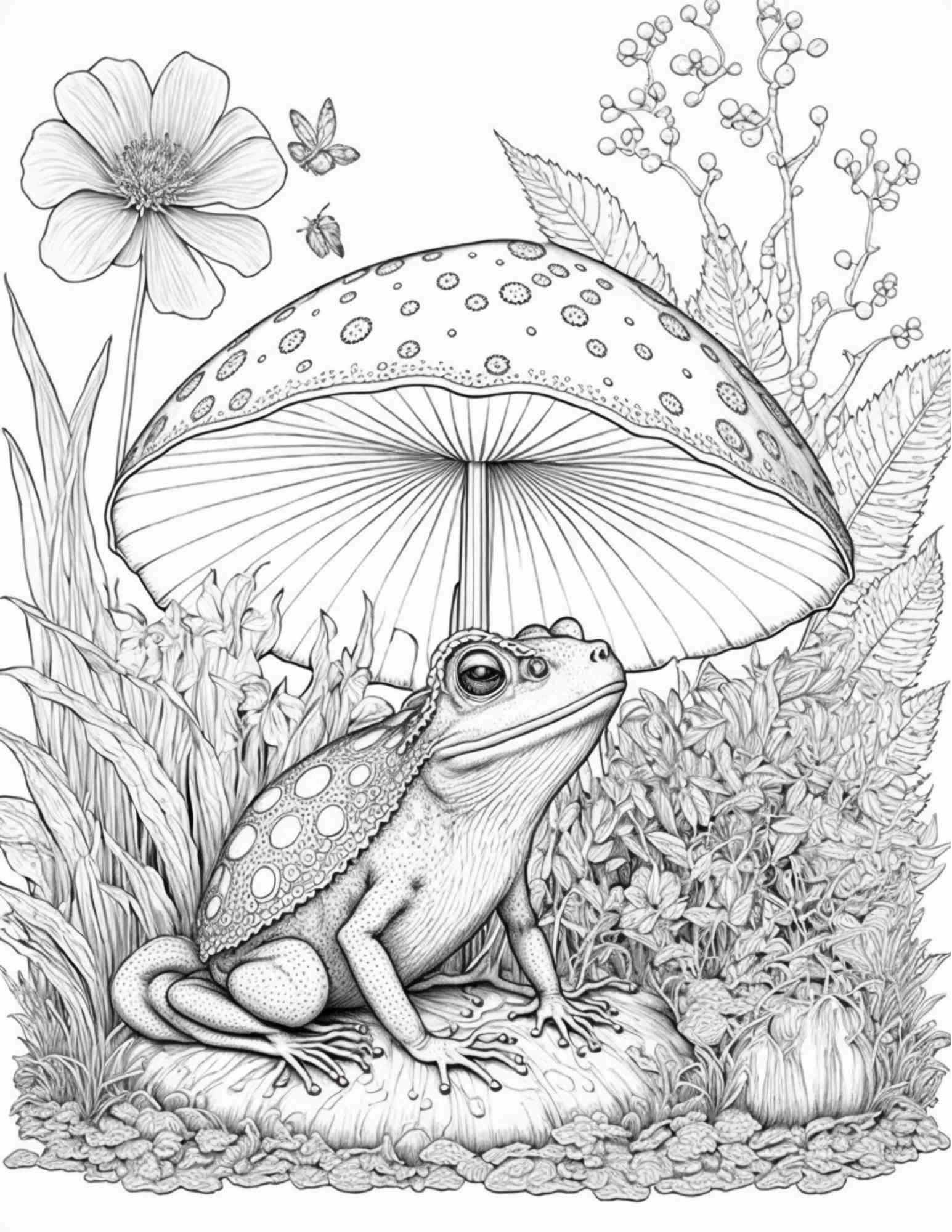 100 Mushroom Forest Coloring Pages Printable for Adults and Kids, Grayscale Coloring Book, Printable PDF File Instant Download