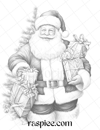 90 Merry Christmas Grayscale Coloring Pages Printable for Adults, PDF File Instant Download