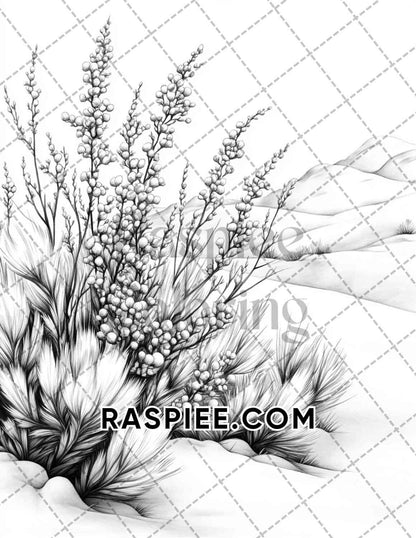 Seasonal Flowers Adult Coloring Pages Printable PDF Instant Download