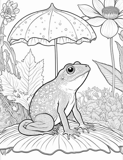 100 Mushroom Forest Coloring Pages Printable for Adults and Kids, Grayscale Coloring Book, Printable PDF File Instant Download