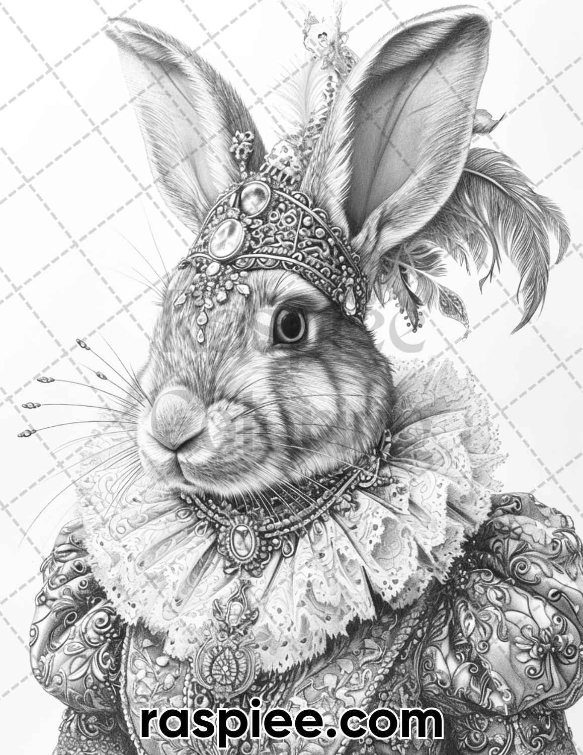 90 Mardi Gras Animals Grayscale Adult Coloring Pages, Printable PDF Instant Download