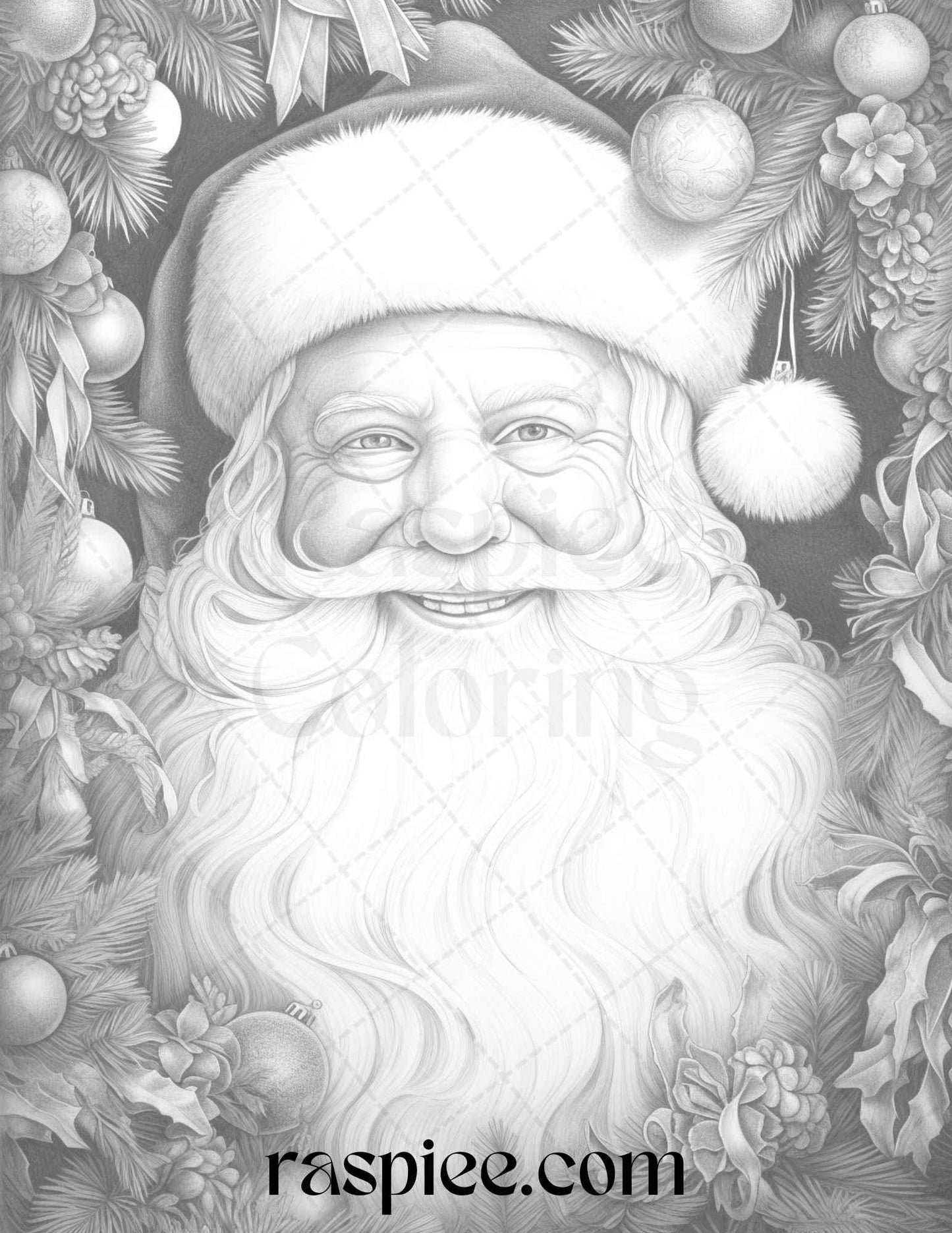 90 Merry Christmas Grayscale Coloring Pages Printable for Adults, PDF File Instant Download