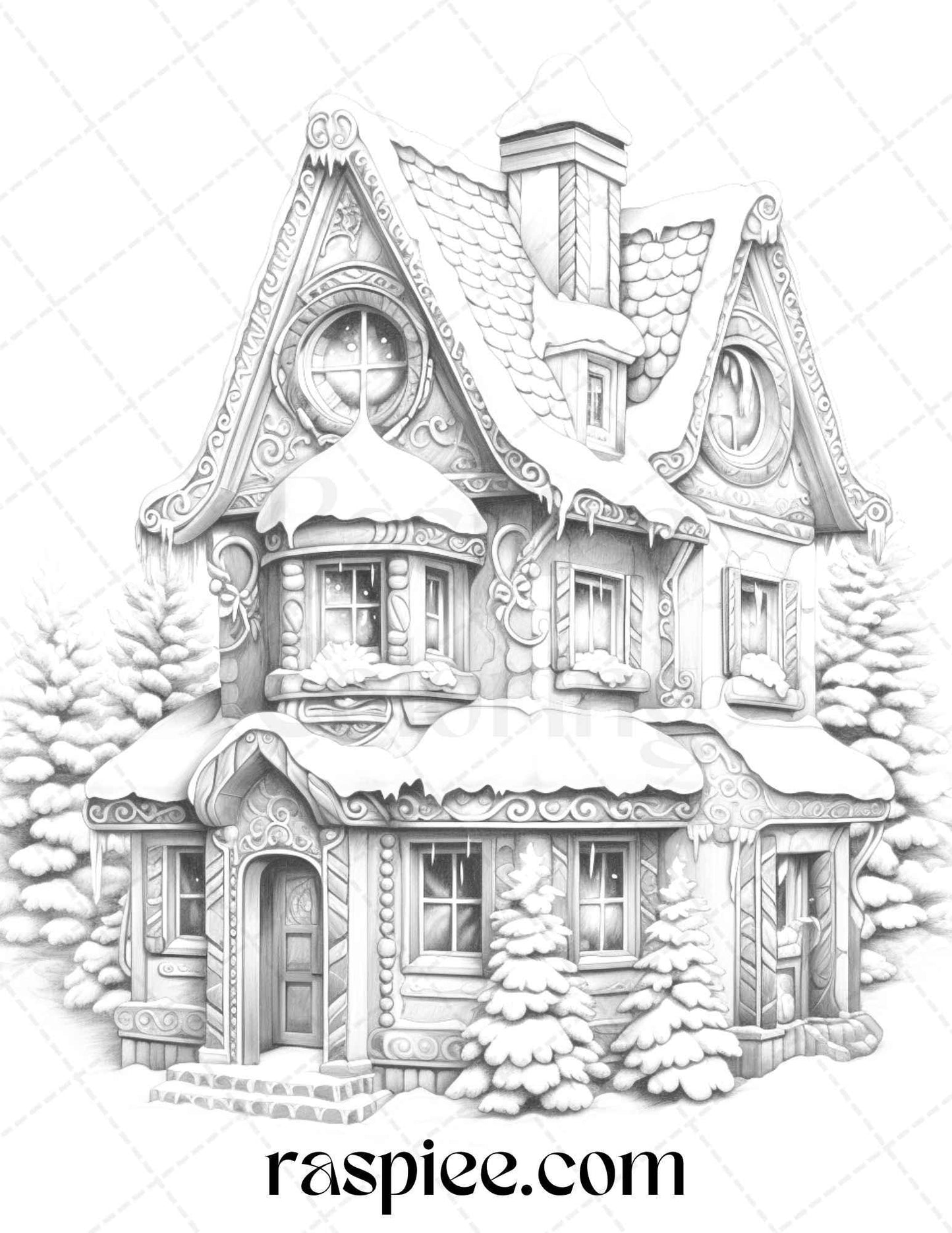 90 Merry Christmas Grayscale Coloring Pages Printable for Adults, PDF File Instant Download