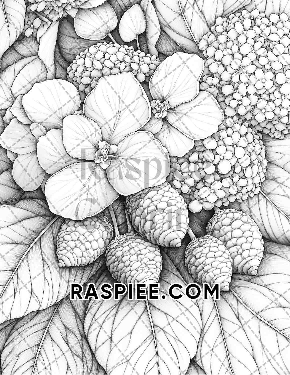 Fall Flowers Adult Coloring Pages Printable PDF Instant Download