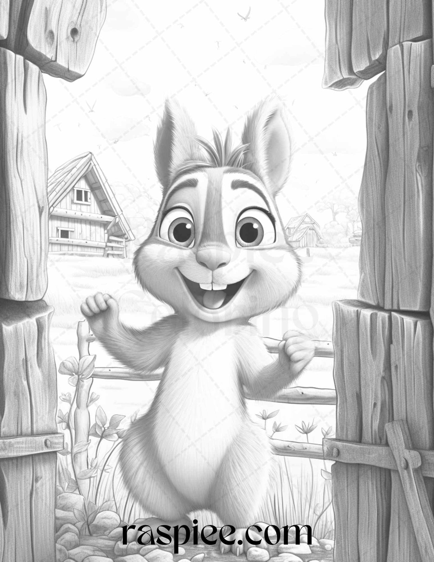 52 Adorable Squirrels Grayscale Coloring Pages Printable for Adults Kids, PDF File Instant Download