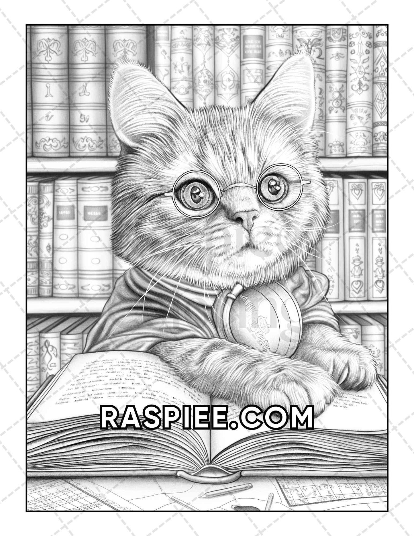 60 Cats Dressed Up Adult Coloring Pages Printable PDF Instant Download