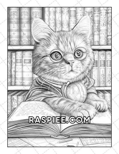 60 Cats Dressed Up Adult Coloring Pages Printable PDF Instant Download