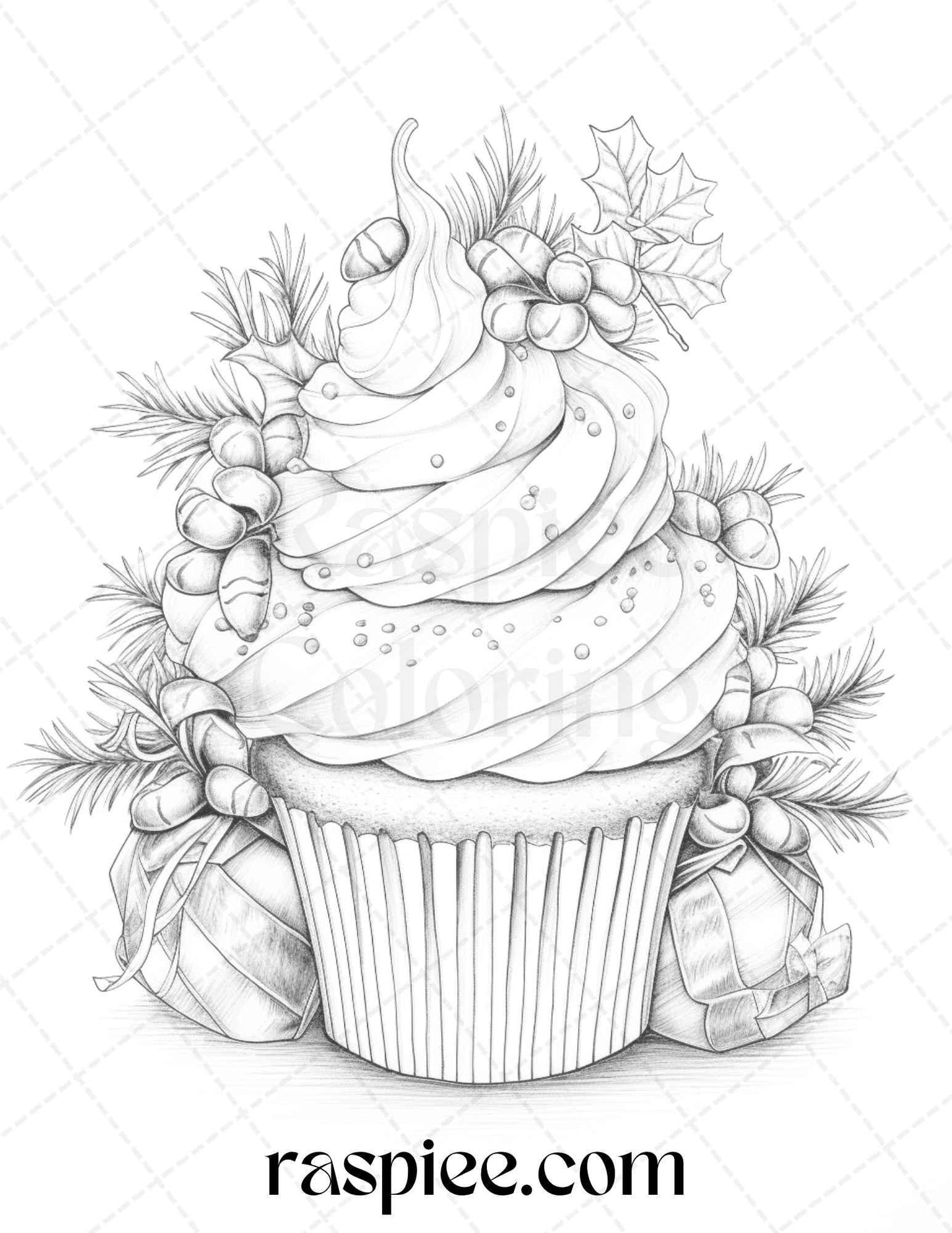 90 Merry Christmas Grayscale Coloring Pages Printable for Adults, PDF File Instant Download