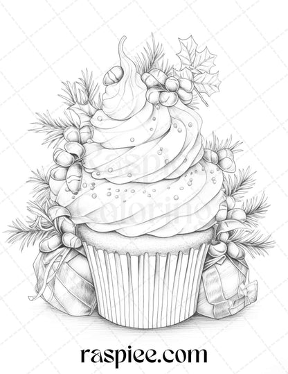 90 Merry Christmas Grayscale Coloring Pages Printable for Adults, PDF File Instant Download