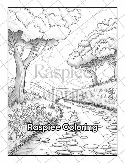50 Country Farm Scenes Adult Coloring Pages Printable PDF Instant Download
